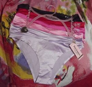 5 NEW JUICY COUTURE JC1703 5PKAC MF NO PANTY LINES V-WAIST BIKINI PANTIES L - Picture 1 of 2