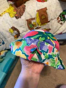 vintage 90s kids multicolor flower hat with strap size medium - Picture 1 of 4