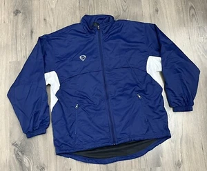 Nike Fußball Jacke 90s Y2K Silver Tag Zip gefüttert Herren mittelblau Vintage - Bild 1 von 11