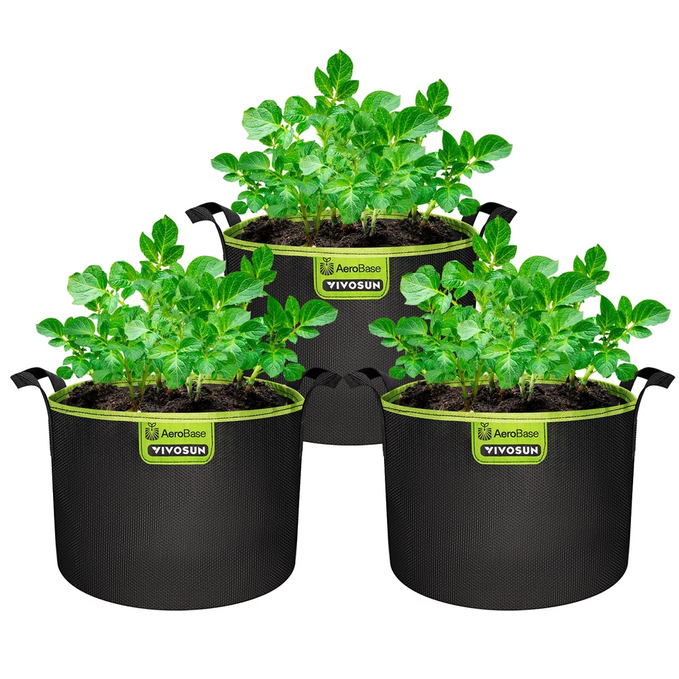 VIVOSUN Paquete de 3 Bolsas de Cultivo Aerobase 3/5/7 gal Bolsa de Suelo para Vivero Drenaje Superior Foto 1 de 1