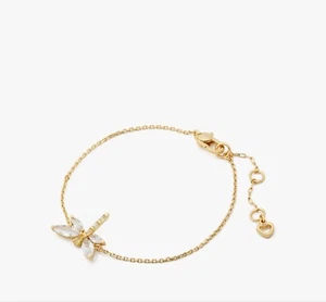 NWT Kate Spade Greenhouse Dragonfly Bracelet KG198 Clear/Gold - Picture 1 of 3