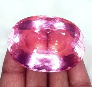 GIE Certified Natural Brazilian 200 Ct Oval Cut Pink Topaz Best Loose Gemstone - Picture 1 of 5