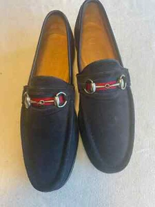 GUCCI Men's navy suede loafer w horsebit red/green, 6.5 UK, 7 US, 40.5 EJ width - Picture 1 of 13
