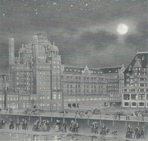NJ Atlantic City Marlborough Blenheim Hotel Night View Postcard c1909 - Picture 1 of 3