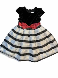 Jona Michelle Girls Sleeveless Red & Black stripe Holiday Christmas Dress Size 5 - Picture 1 of 3