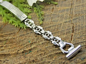 Sentinel Vintage Pre-Owned Watch Band 9mm Stainless Steel Deployment Clasp - Picture 1 of 5