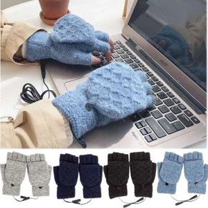 USB Electric Rechargeable Mitten Heated Glove Full & Half Finger-Warmer Winter - Picture 1 of 16