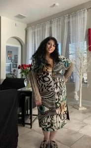 LaVelina Art Print Hooded Cardigan Sz 20/52 Made In Turkey - Picture 1 of 10