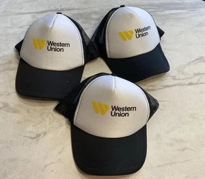 Gorra de camionero Western Union Snapback para transferencias de dinero malla trasera negra - Imagen 1 de 2