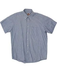 CHARRO Mens Short Sleeve Shirt XL Blue Striped Cotton BL03 - Picture 1 of 3