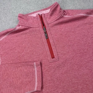 Tommy Bahama Reversible 1/4 Zip Pull Over Sweater Mens Large Pink Tropical Beach - Picture 1 of 11