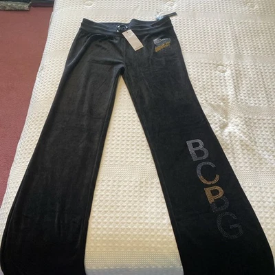 Pantalones deportivos BCBG MAXAZRIA talla L negros pantalones sudaderas estrás logotipo retro y2k nuevos con etiquetas Foto 1 de 4