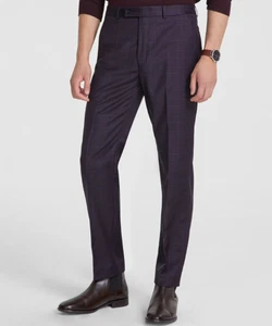 Nuevo Pantalones de Traje Calvin Klein Para Hombre Lana a Cuadros Ajustados 34W x 32L Azul Marino/Borgoña - Imagen 1 de 5