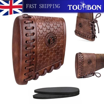 TOURBON Leather Recoil Pad Hunting Buttstock Cover Rifle Shotgun Stock Protector - Image 1 of 4