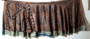 Women's Indian Sari Wrap Skirt Handmade Reversible Vintage Hippie XL Tea - Picture 1 of 6