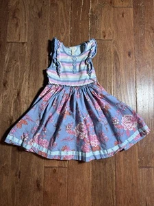 Matilda Jane Just Imagine Libby Girls’ Striped/Floral Dress Size 8 - Picture 1 of 8