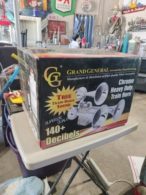 NIB-GRAND GENERAL 69991 CHROME HEAVY DUTY TRAIN HORN-IN ORIGINAL PACKAGING  - Image 1 of 4
