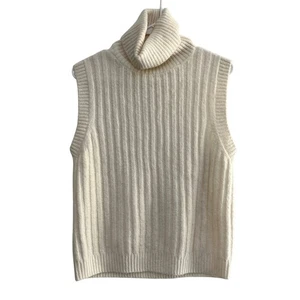 MNG Women's size XS Cream Wool Blend Sleeveless Turtleneck Sweater Minimalist  - Bild 1 von 5