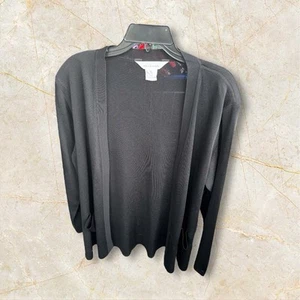 Exclusively Misook Women's Black Open Front Long Knit Cardigan Sweater Sz XL - Picture 1 of 3