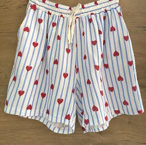 Shorts Musselin Damen Weiß Blau Rot Gestreift 34 36 38 Kurze Hose Neu - Bild 1 von 1