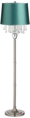 Lámpara de pie 360 cristales de iluminación 60 1/2" pantalla azul verdoso acero satinado Foto 1 de 4