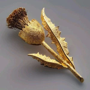 Broche Flor Cardo Cadoro Vintage Tono Dorado Raro Capa Celta Kilt Pin Leer - Imagen 1 de 12
