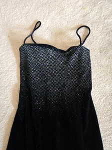 Vintage 90s Crystal Black Long Dress Large - Picture 1 of 2