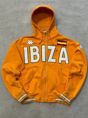Sudadera con Capucha Kappa Rara Vintage Logo Grande Team County Ibiza Italia Bandera Naranja Talla M Foto 1 de 4