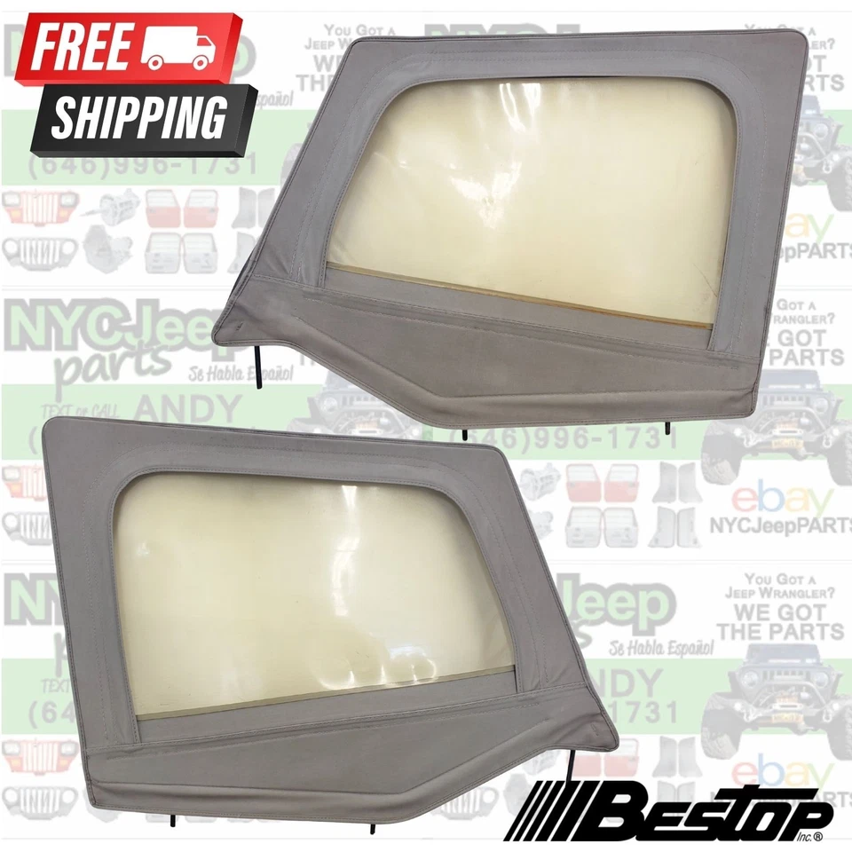 Bestop верхняя дверь для 87-95 Jeep Wrangler YJ половина двери окна кожи и рама серый - Изображение 1 из 4
