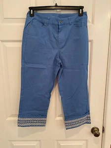 DENIM & CO Capri Pants w/ Cuff Detail RIVIERA BLUE sz 6 - Picture 1 of 3