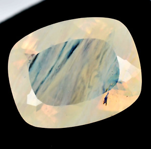 Very Rare Natural Yellow Blue Fire Opal 29.90 CT Certified Cushion Cut Gemstone