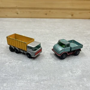 Vintage Matchbox No.47 Tipper & Unimog Container Trucks Die Cast Toys Lesney - Picture 1 of 18