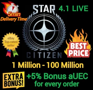 Star Citizen aUEC 1 Mil-100 Mil 🎁+5% Bonus🎁 Alpha UEC 4.1.0 Podgląd na żywo - Zdjęcie 1 z 1