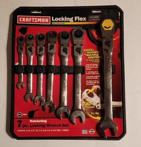 NOS Craftsman 42400 - 7pc SAE LOCKING Flex Ratcheting Wrench Set - MADE IN USA - Picture 1 of 9