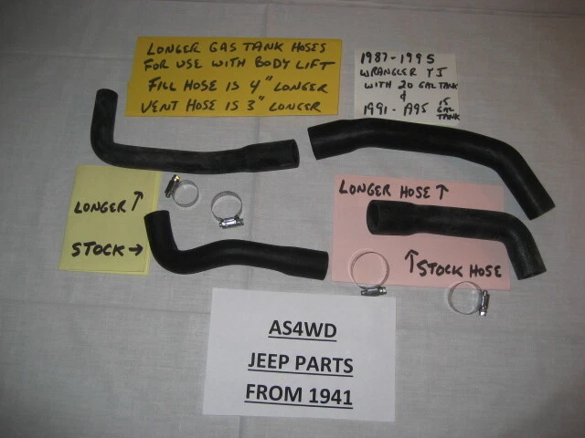 油箱燃料填料和通风口软管带夹子,适合 JEEP YJ 87-95,更长库存 — 第 1/1 张图片