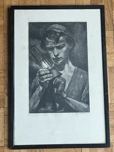 Herman Kätelhön (1884-1940) - The Miner -  Signed Etching - Picture 1 of 7