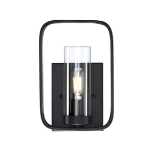 Forte Lighting Kineo 1 Light Wall Mount, Black/Clear Glass - 5197-01-04 - Picture 1 of 1