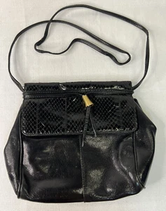 Vintage Pierre Cardin Genuine Snake Skin Black Crossbody  / Shoulder Bag - Picture 1 of 8