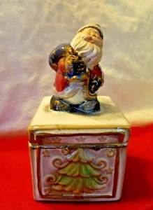 Christmas Holiday Gift Box with Santa Claus Covered Trinket - Picture 1 of 5