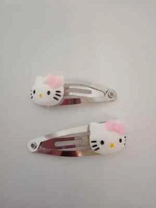 Cute cat / kitty silver snap hair clips for girls - Picture 1 of 1