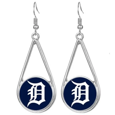 Brincos pendurados femininos Detroit Tigers prata gota com presente Pkg D29 - Imagem 1 de 4