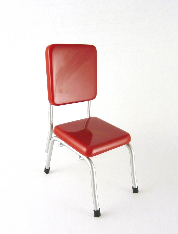 Dollhouse Miniature Retro Red & Silver Dining Chair, T5913 - Image 1 of 2