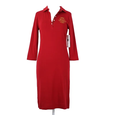 Vestido Ralph Lauren NUEVO $100 Talla S Rojo Dorado Bordado Cuentas 100% Algodón Foto 1 de 4