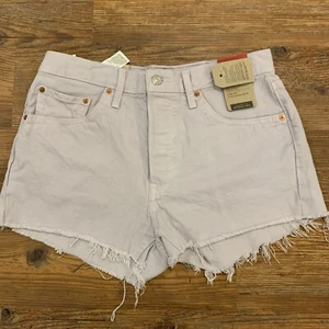 LEVI'S 501 High Rise Lavender Denim Cutoff Button Fly Jean Shorts - Size 30 NWT - Picture 1 of 11