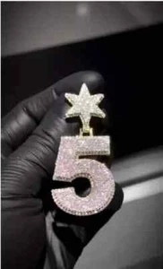 2.50 Ct Real Moissanite 14k White Gold Plated Men's Custom Lucky Number Pendant - Picture 1 of 4