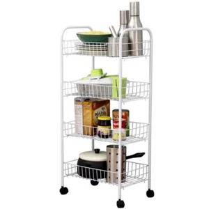 Carrito de almacenamiento móvil de metal para cocina y baño de 4 niveles - Imagen 1 de 4