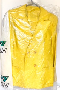 Vintage Striking YELLOW Linen Trouser Suit with Turn up Pants Size 12-14 - Picture 1 of 11