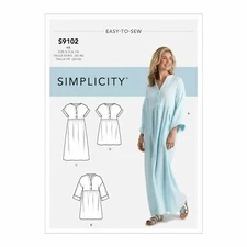 S9102 Misses Caftan Dresses Simplicity Easy Sewing Pattern Sizes 6-14 & 16-24