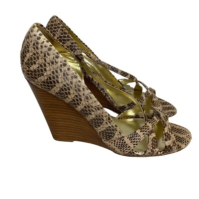 Sandalias Charles David con tiras de piel de serpiente tacón de cuña punta abierta talla 9M EE. UU. Foto 1 de 4