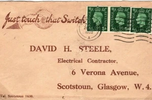 GB Advert Cover LIGHT SWITCH Scotland Glasgow Electricity 1938 {samwells}A377 - Picture 1 of 6